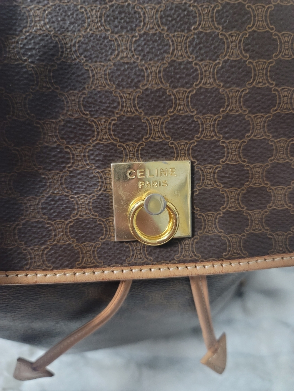 CELINE Logo Macadam Pattern Backpack Bag Brown - Picture 6 of 11